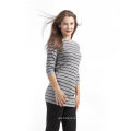 Latest Arrival simple design brown stripe pattern cashmere pullover